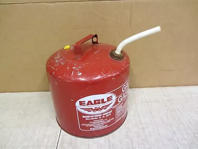 Vtg Metal Vented Gasoline Can Eagle 5 Gallon Gas Oil Old Style W Spout Sp-5 • $48.99