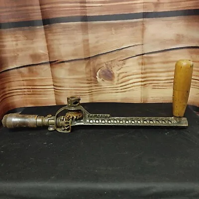 Vintage Newmark NJ Rusby Metal/Wood Hand Cranked Drill Tool • $45