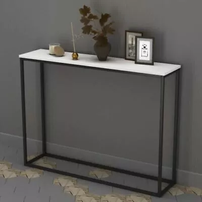 White Wooden Console Table Free Standing Metal Legs Hallway Living Room Display • £32.99