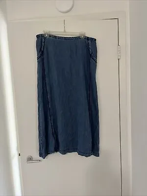 J Jill Size L Jean Denim Skirt Blue Maxi Long Cotton Modest F23 • $19.95
