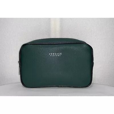 Versace Parfums Toiletry Travel Bag Case Green Black • $27.99