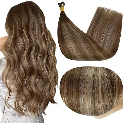 Full Shine I Tip Hair Extensions Human Hair Color 4 Fading To 24 Honey Blonde... • $69.91