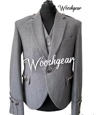 £59.99 • Buy Men’s  Grey 100% Wool Blazer Uk52R Argyle With Bone Button Jacket And Waistcoat