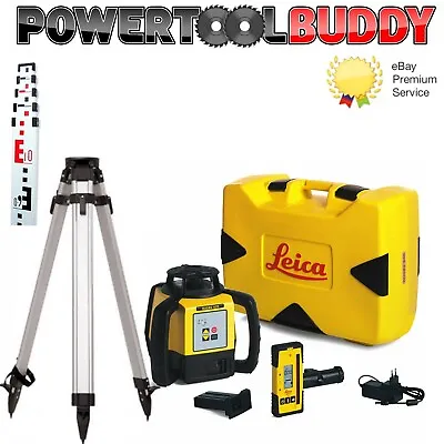 Leica Rugby 620 Rotating Slope Laser Kit Li-ion Battery Tripod Staff Calibrated • £1050