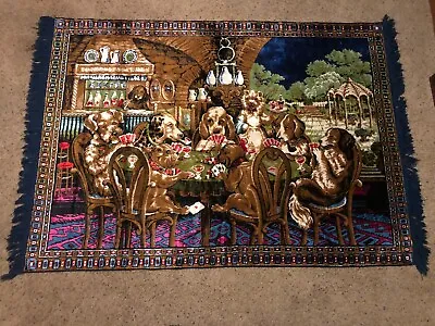 Large Vintage Velvet Wall Tapestry Dogs Playing Poker-Never Displayed. $ Dropped • $69.99