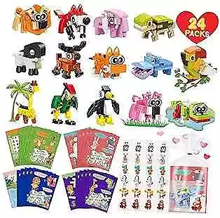 Valentines Day Gifts For Kids 24 Packs Animal Building Blocks With 24 Packs  • $27.51