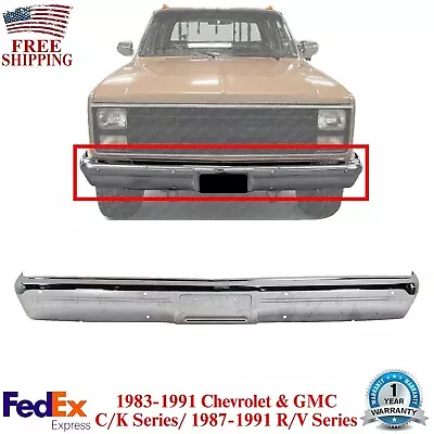 Front Bumper Chrome W/o Impact Strip Holes For 1983-1991 Chevy & GMC C/K Series • $281.33