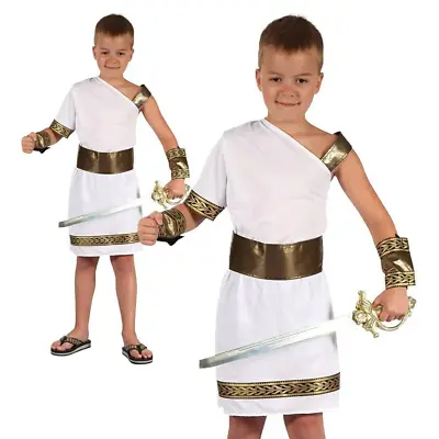 Gladiator Costume Boys Greek Caesar Book Day Childs Fancy Dress Outfit New • $51.29