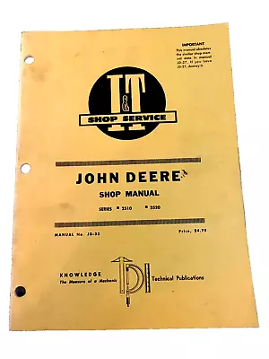 I&T Service JOHN DEERE Tractor Illustrated Shop Manual JD-33 Series 2510 2520 • $29.99