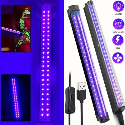 10W 48LED Blacklight Strips Disco Party Stage Fluorescent Ultraviolet Tube Lamp • £13.91