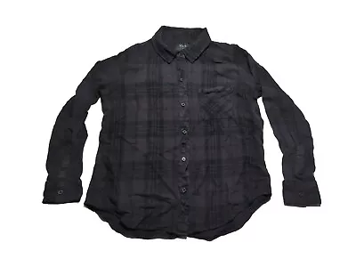 Rails Hunter Flannel Shirt Women’s Medium Black Collar Plaid Top • £40.98