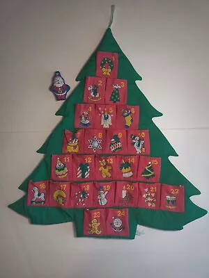 Vintage 1995 Avon Countdown To Christmas Fabric Tree Advent Calendar With Santa • $50