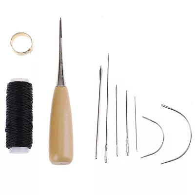 1Set Leather Sewing Needles Stitching Awl Needle Thread Thimble Shoe Repai..x • $3.26