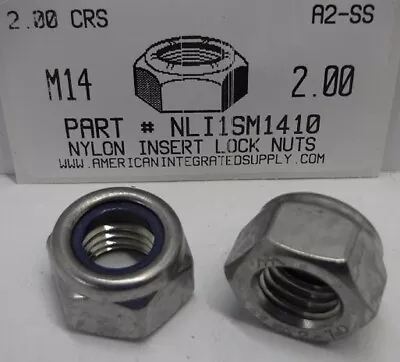 M14-2.00 Hex Nylon Insert Lock Nuts A2 Stainless Steel D985 (5) • $12.75