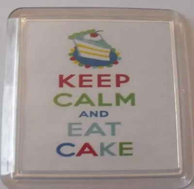 White - Keep Calm And Eat Cake Coaster • £2.20