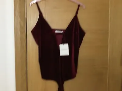 Burgundy Velvet Body Suit Size L From Glamorous. BNWT • £3.99