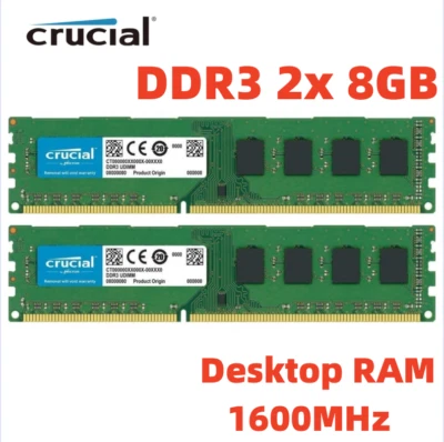 CRUCIAL DDR3 8GB 16GB 32GB 1600 MHz PC3-12800 Desktop Memory RAM 240Pin DIMM • £13.26