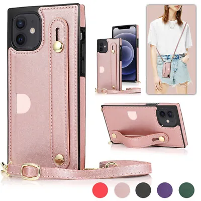 $8.99 • Buy Slim Leather Case Card Crossbody Cover For IPhone 13 12 11 Pro Max XR XS SE 7 8