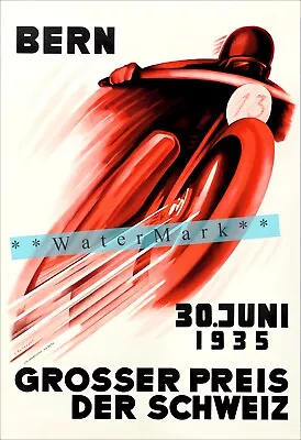 Motorcycle Racing Bern 1935 Switzerland Vintage Poster Print Retro Style Art • $27.45