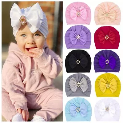 Cute Baby Girls Beanie Turban Hat Infant Bow Knot Cap Newborn Head Wrap Headband • £1.89