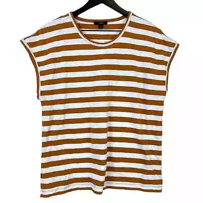 NWT J.Crew (L) Womens Drop Shoulder Stripe Tee Tan White • $20