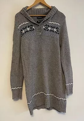 HENRI LLOYD Cotton Blend Cardigan Size Large Collar Longline Knit Pullover Long • $49.95