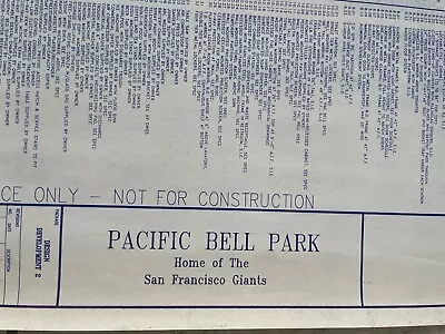 San Francisco Giants PAC Bell AT&T Oracle Park Original Blueprints SF Blue Print • $149.99