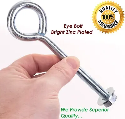 Eye Bolt Bright Zinc Plated Steel M6 M8 M10 - 100mm 150mm 200mm 250mm Eye Bolt • £3.08