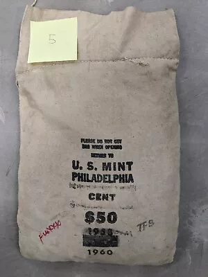 OPENED U.S. Mint Coin Bag $50 1960 Lincoln Memorial Cent Uncirculated Pennies #5 • $299.95