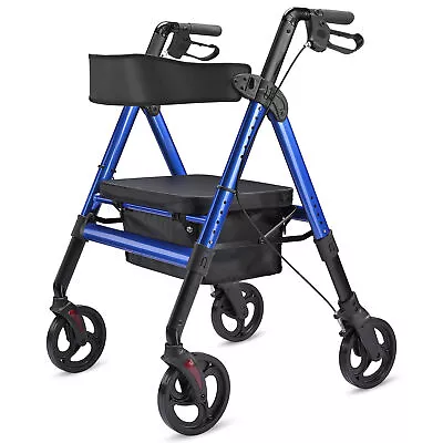 Large Medical Rollator Bariatric Rolling Walker Padded Seat Folding Aluminum • $149.90