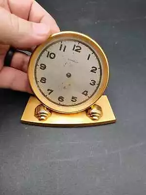 Vintage Benrus Swiss Art Deco Gold 8 - Day Desk Shelf Clock - Parts Or Repair • $9.95