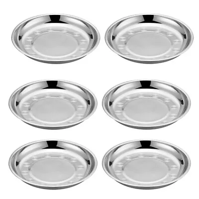  6 Pcs Salad Plates For Camping Metal 304 Dinner Dishes Stainless Steel Disc • £13.03