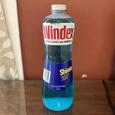 Vintage Original 1979 WINDEX Glass Bottle Paper Label Drackett 20 Fl Oz NOS FULL • $45