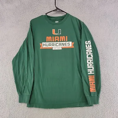 Miami Hurricanes Shirt Mens S Small Green Long Sleeve College Sports Spellout • $13.27