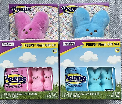 Peeps Plush Pink Bunny & Blue Bunny Plush Peeps Marshmallow Candy Gift Easter • $11.99