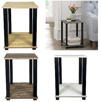 Small 2 Tier Gloss Finish Side Table With Shelf Bedroom Coffee Tea End Table • £16.99