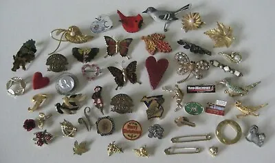 48 Vintage Pins Brooches Pearl Gold Silver Jewelry Rhinestone Wear Crafts Lot • $39.99