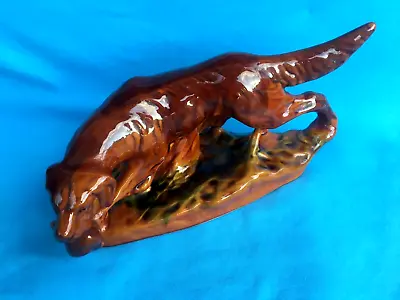 Vintage Figurine Hunting Dog With Duck Pouring Ceramics Big Majolica USSR • $31.20