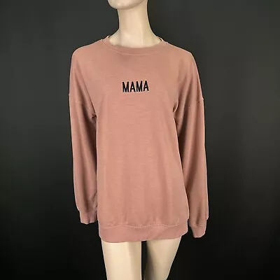 Missguided Mama Sweatshirt 12 Womens Pink Crew Neck Long Sleeves Logo Casual • £10.25