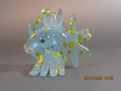 Art Glass Blow Fish Sculpture Big Eyes Tropical Sea 4½  Tall Cat Canada Murano • $61.20