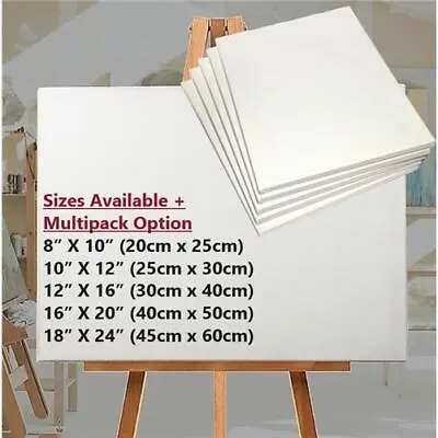 White Stretched Artist Canvas Blank Plain Painting Art Board Small Large Medium • £5.49