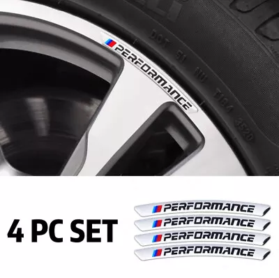 4pcs M PERFORMANCE Car Wheels Rims Stickers SILVER Badge Emblem Decor C • $13