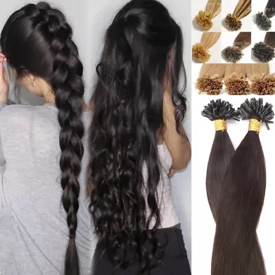 Thick 300S 1g Keratin Nail U Tip Real Human Hair Extensions Pre Bonded Full Head • $42.31