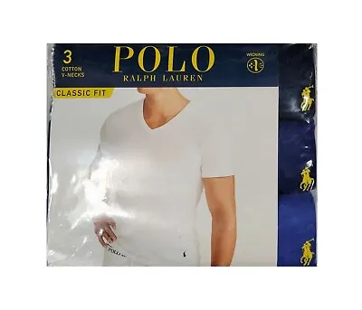 Polo Ralph Lauren Navy-Blue-Light Blue Wicking Classic Fit V-Neck T-Shirt 3 Pack • $28.70