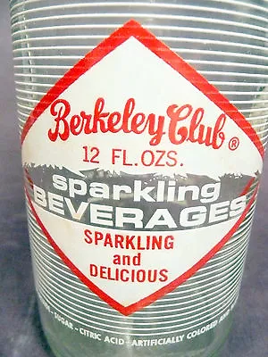 Vintage ACL Soda Pop Bottle:  BERKELEY CLUB Of BERKELEY SPRINGS W. VA. - 12 Oz • $14.99
