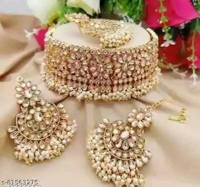 $29.69 • Buy Bollywood Style Gold Plated Indian Kundan Necklace Earrings Bridal Jewelry Set