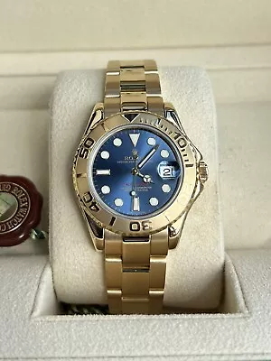 Rolex Yacht-Master Blue 168628 18K Yellow Gold 35mm 2000 • £13750