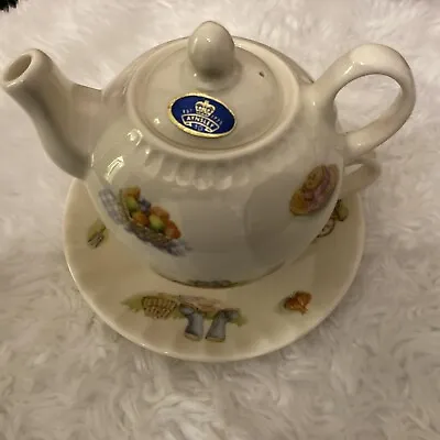 £25.99 • Buy Aynsley Edwardian Kitchen Garden Single Cup Teapot Cup& Saucer Set New
