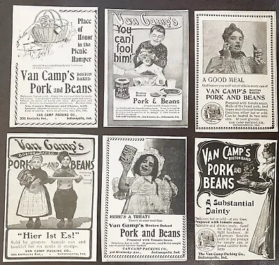 C1890s VAN CAMP'S Pork&Beans Vtg Print Ad Lot~Cute Kids Picnic Basket Lady/Women • $15.95