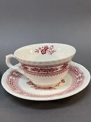 Vintage Masons Pink Red Ironstone Manchu Pattern 2x Coffee Tea Cups 2x Saucers • £24.99